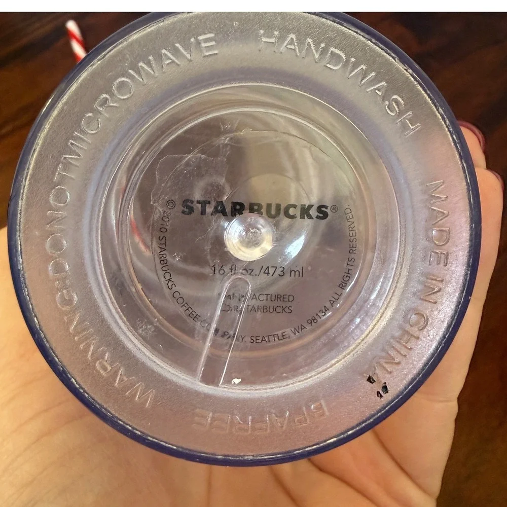 Starbucks Clear Acrylic Cold Cup Tumbler Red Stripe 16oz Reusable Christmas